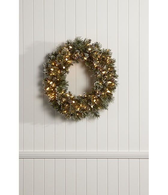 Glittery Bristle Wreath- Green - 76 cm